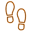 Outline of two orange shoes viewed from above