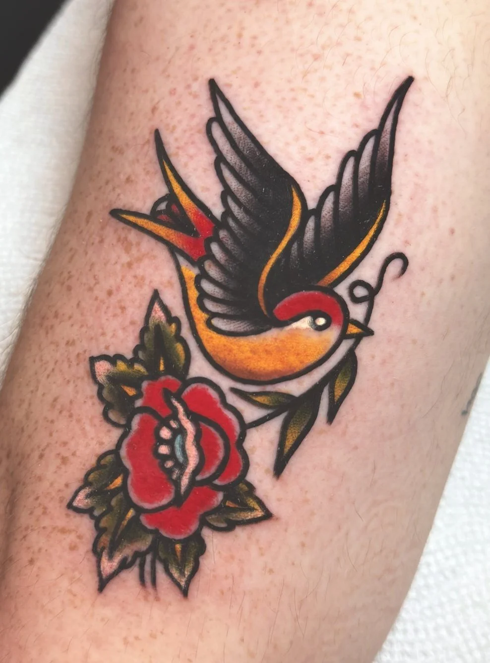 Billy Bennett
Traditional swallow and rose