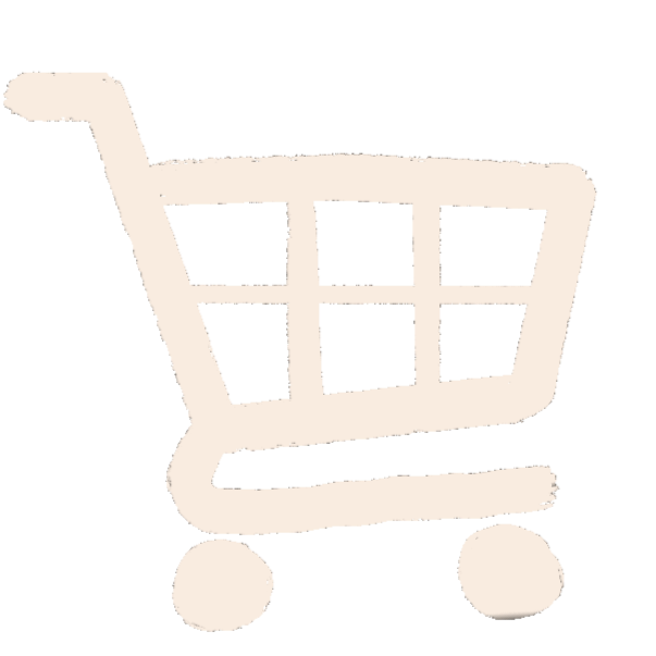 White shopping cart icon on a black background.