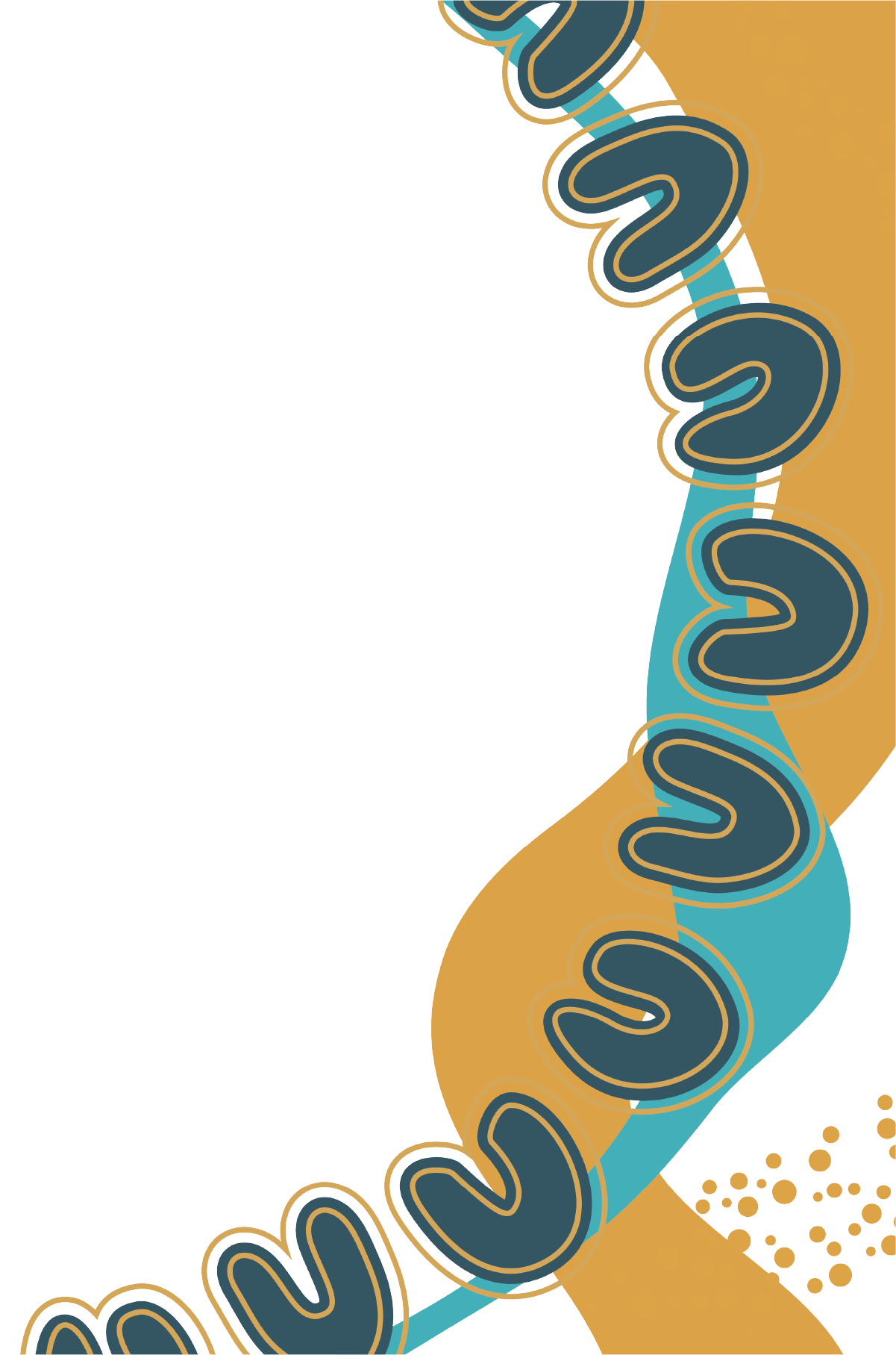 Abstract digital illustration featuring intertwined DNA double helix strands in blue and beige colors, forming a dynamic spiral pattern against a black background.