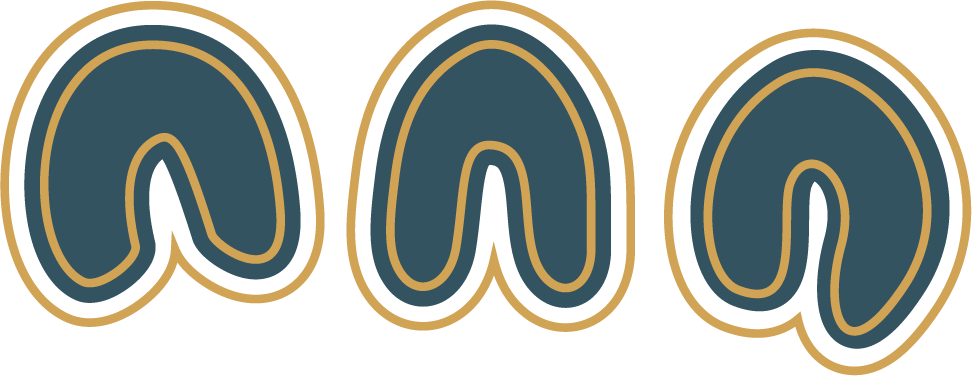 Stylized text of the word 'MAMA' with a blue fill and gold outline.