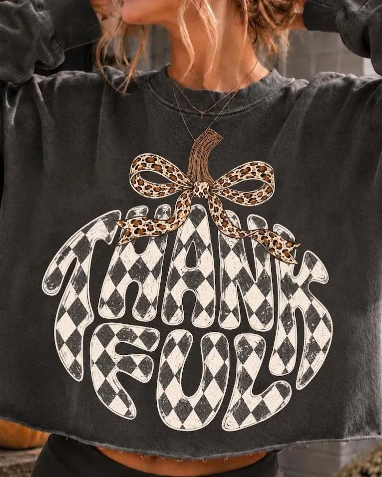Checkered Thankful Pumpkin Sweatshirt