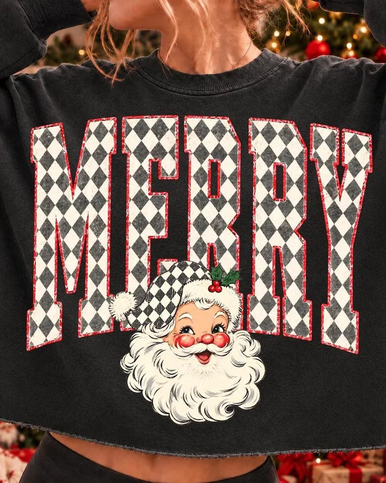 Checkered Merry Santa Sweatshirt