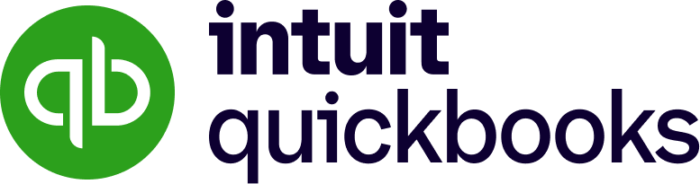 Intuit QuickBooks logo with green circular QB icon and dark purple text
