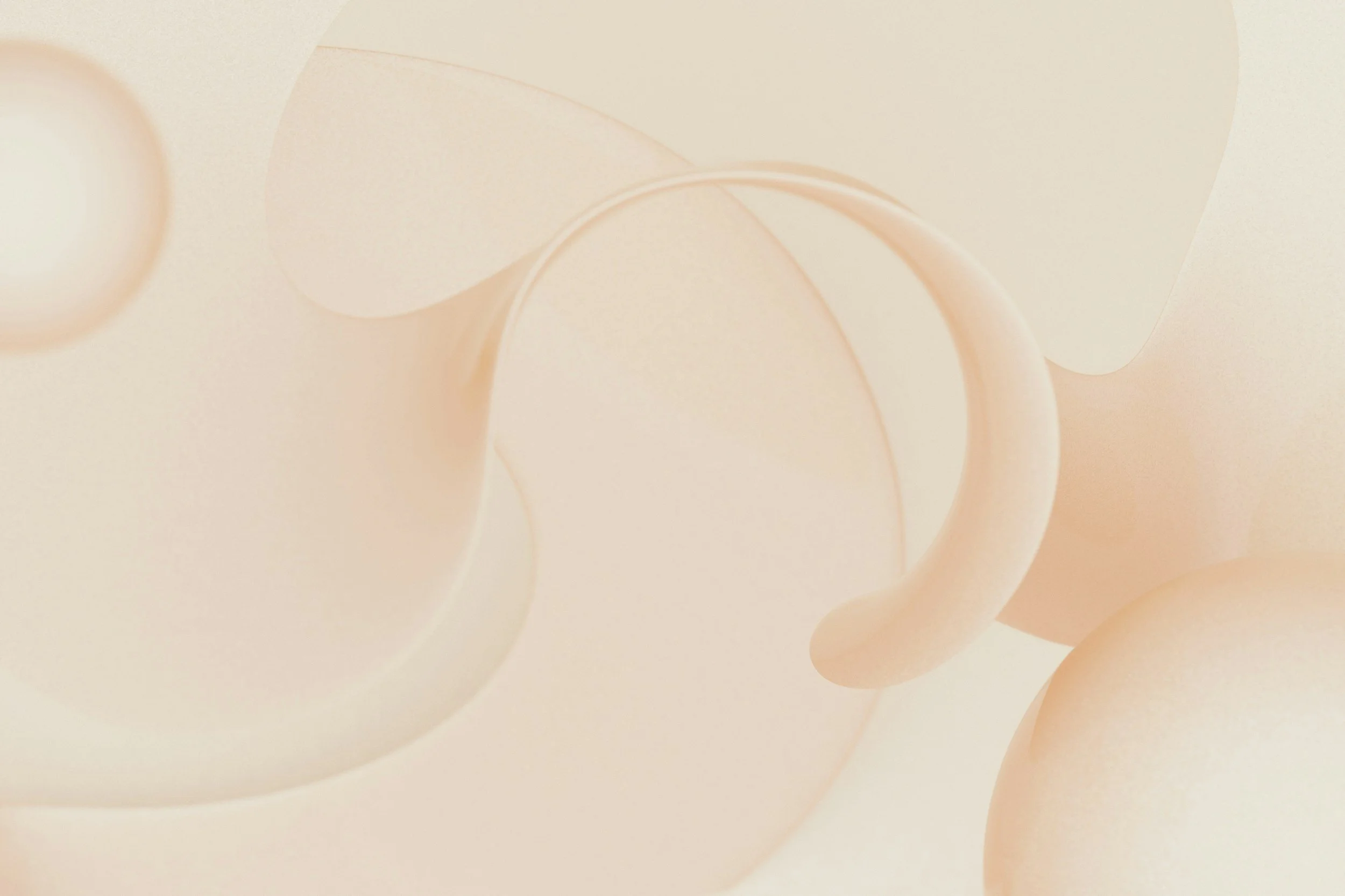 Abstraction artistique aux formes organiques superposées dans des tons crème et pêche pastel