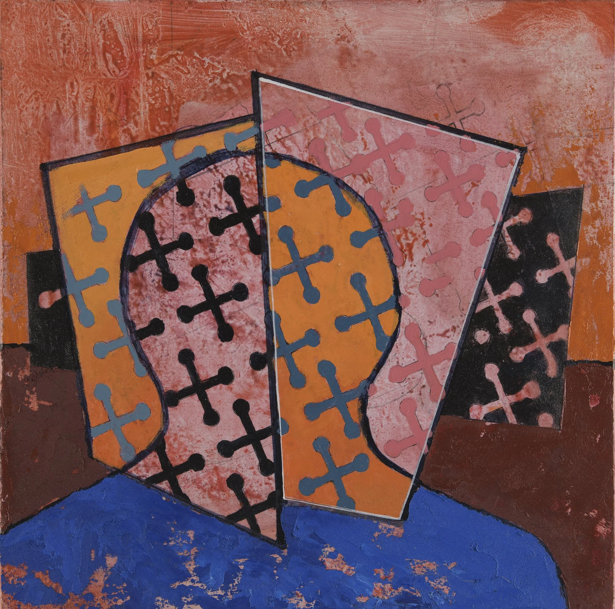 Sigma IXX, 2025, oil, digital print on panel, 20x20cm