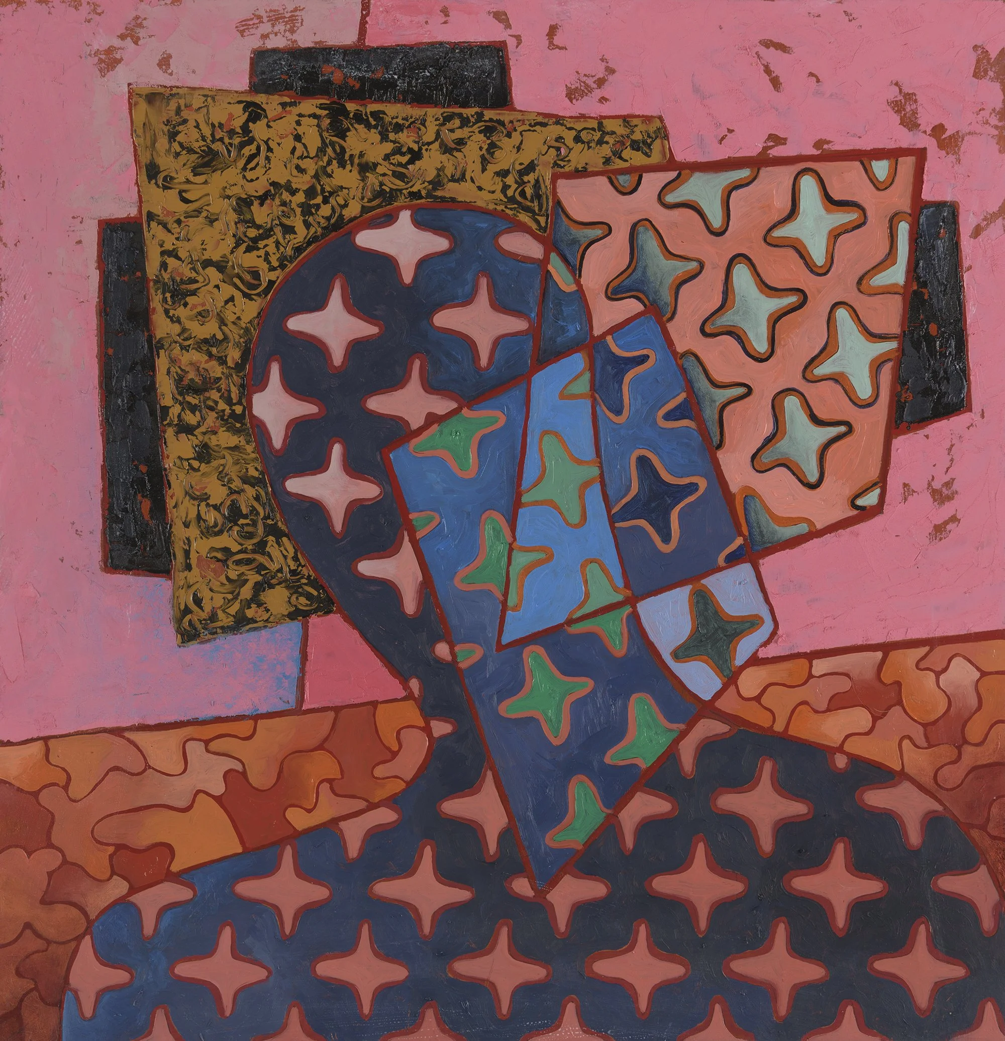 Sigma X, 2025, oil and digital print on panel, 40x40cm