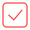 Red checkmark inside a rounded square outline