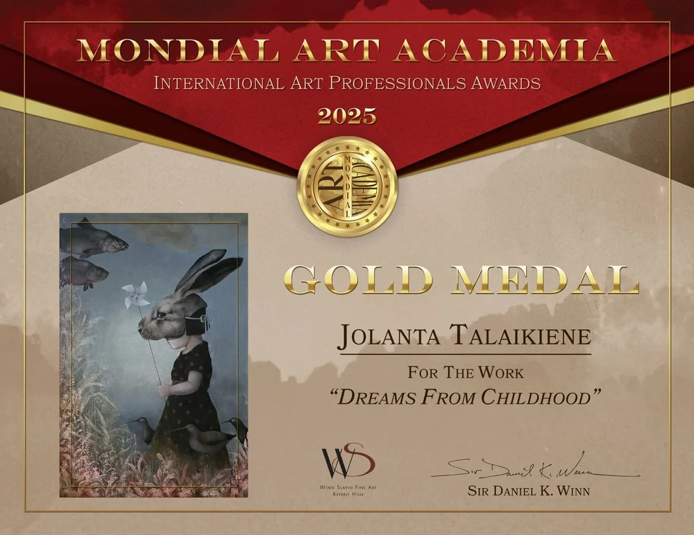 Gold Medal certificate, Sir Daniel K. Winn Award 2025, awarded to Jolanta Talaikiene for Dreams From Childhood