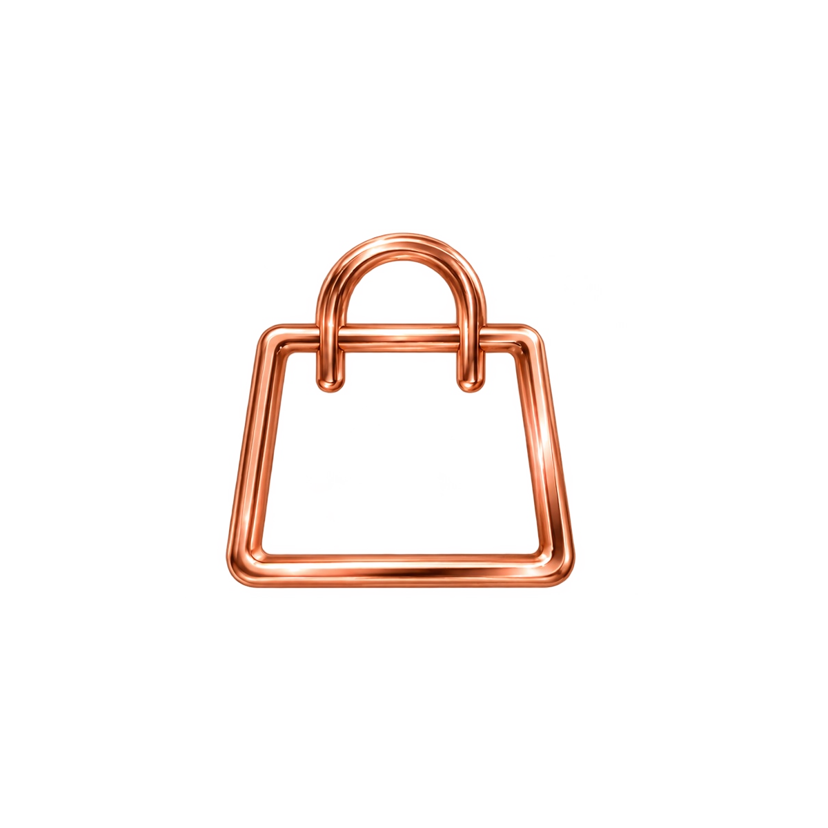 Sac en métal de couleur cuivre-like avec une forme rectangulaire et une poignée arrondie.