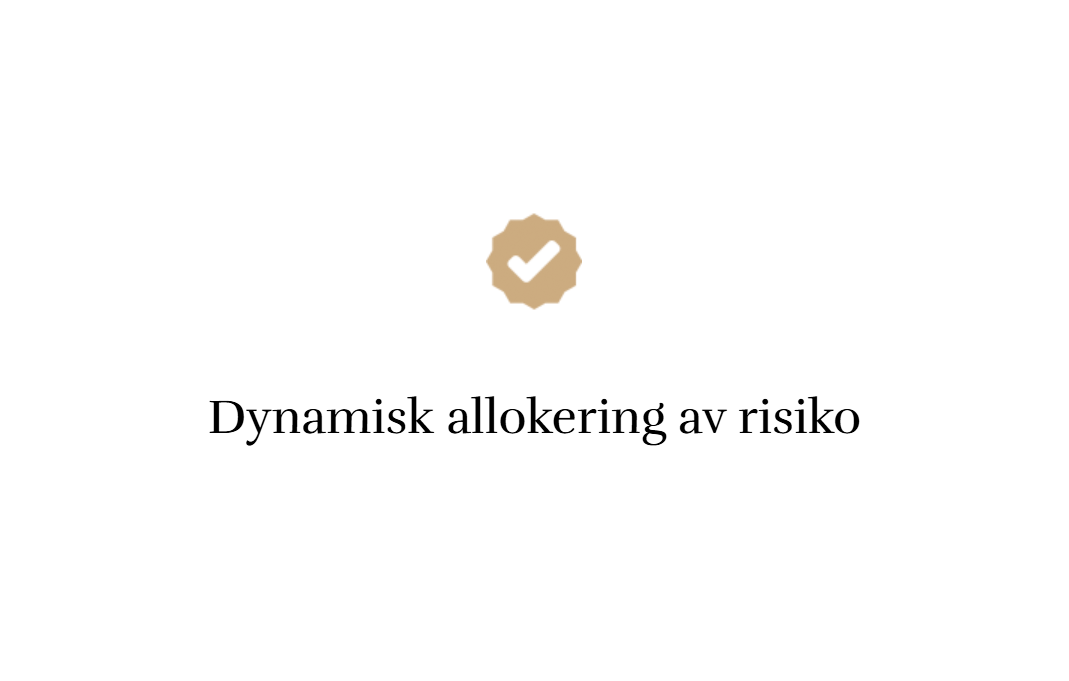 Certificate with a check mark icon, titled 'Dynamic allocation of risk' in Norwegian.