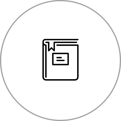 Icon of a closed book with a bookmark and label