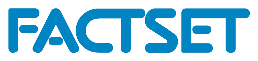 Blue text spelling out FACTSET.