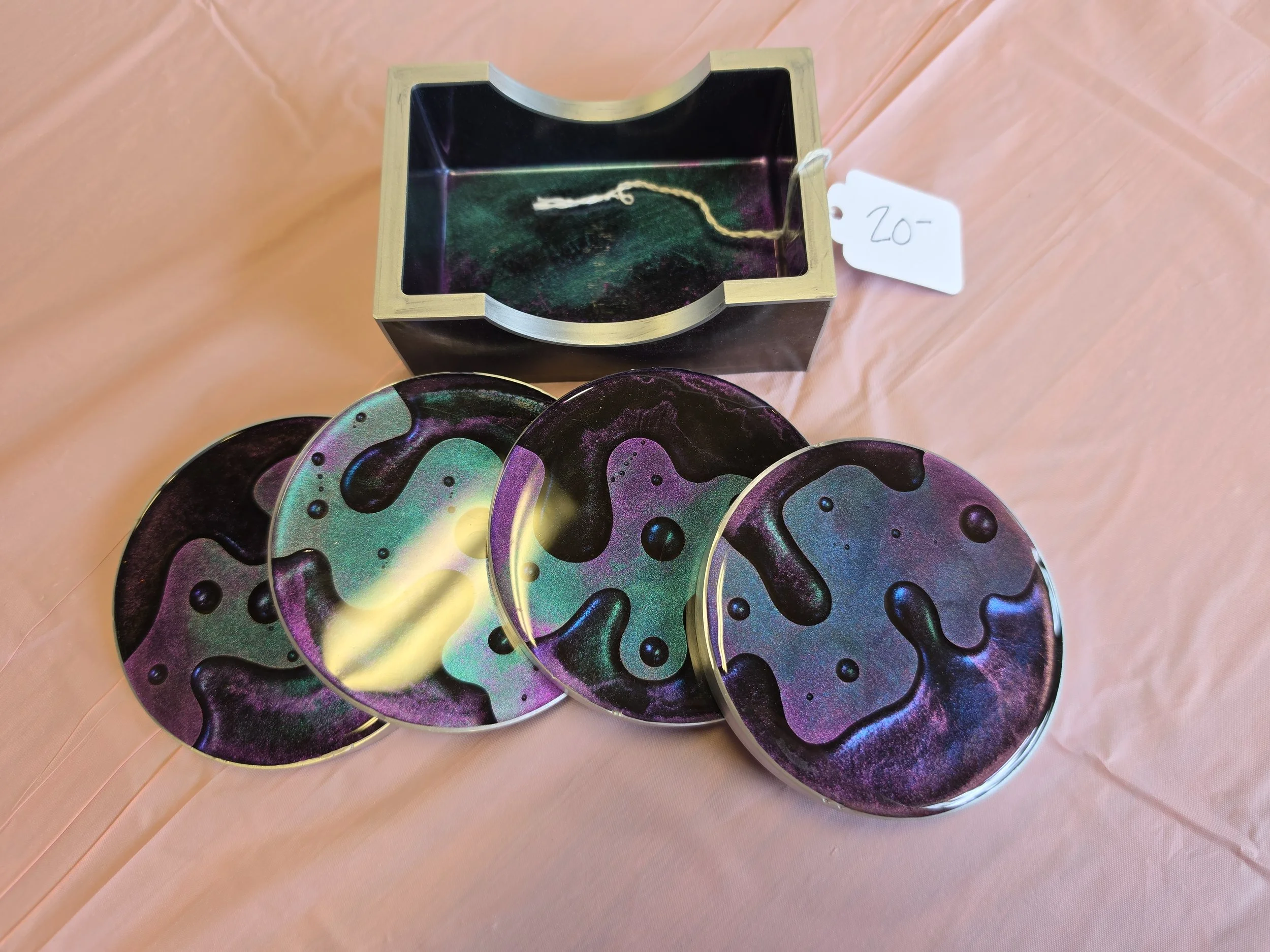 lava lamp duochrome coasters made from durable epoxy resin