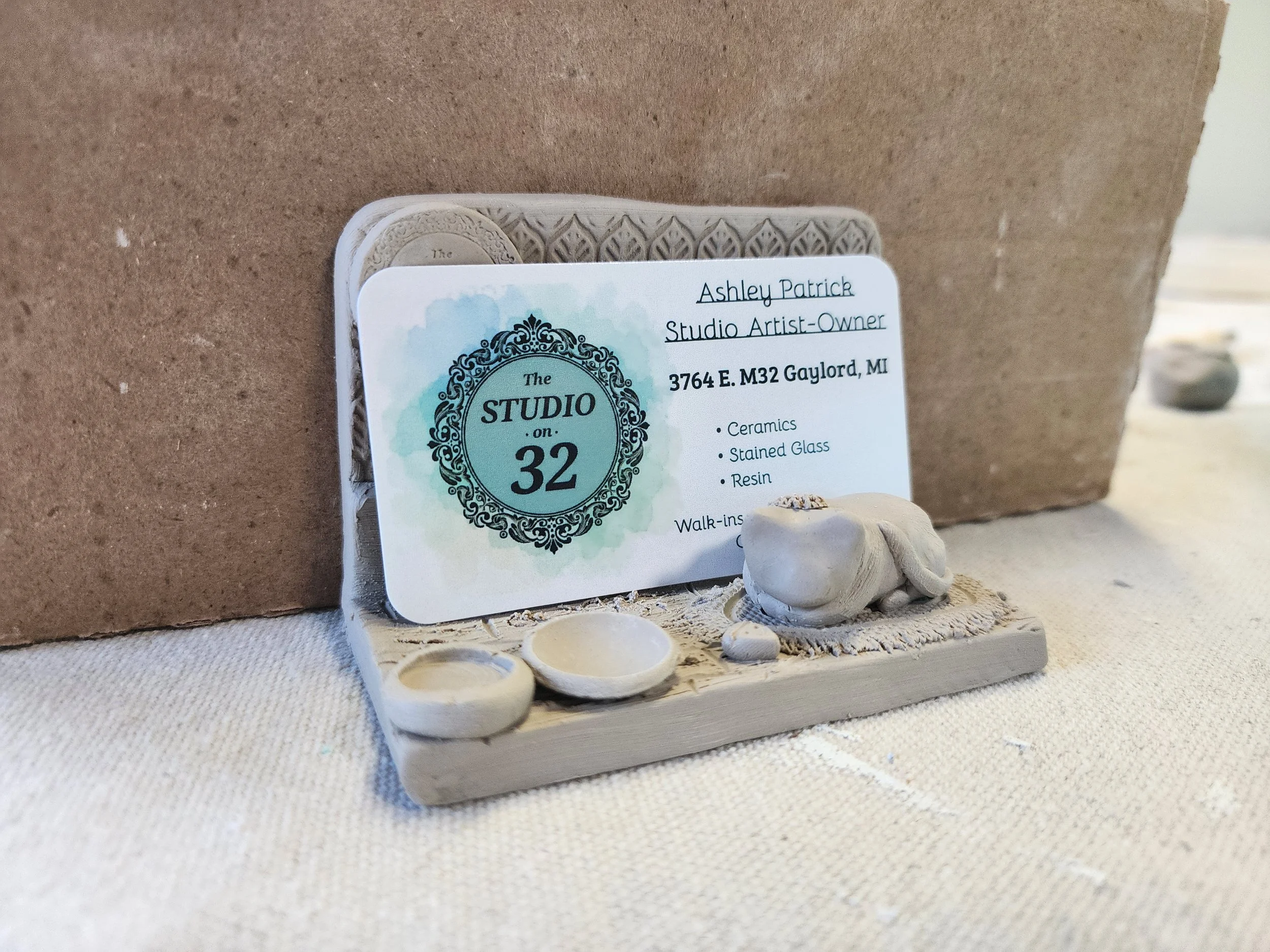 business card holder in progress