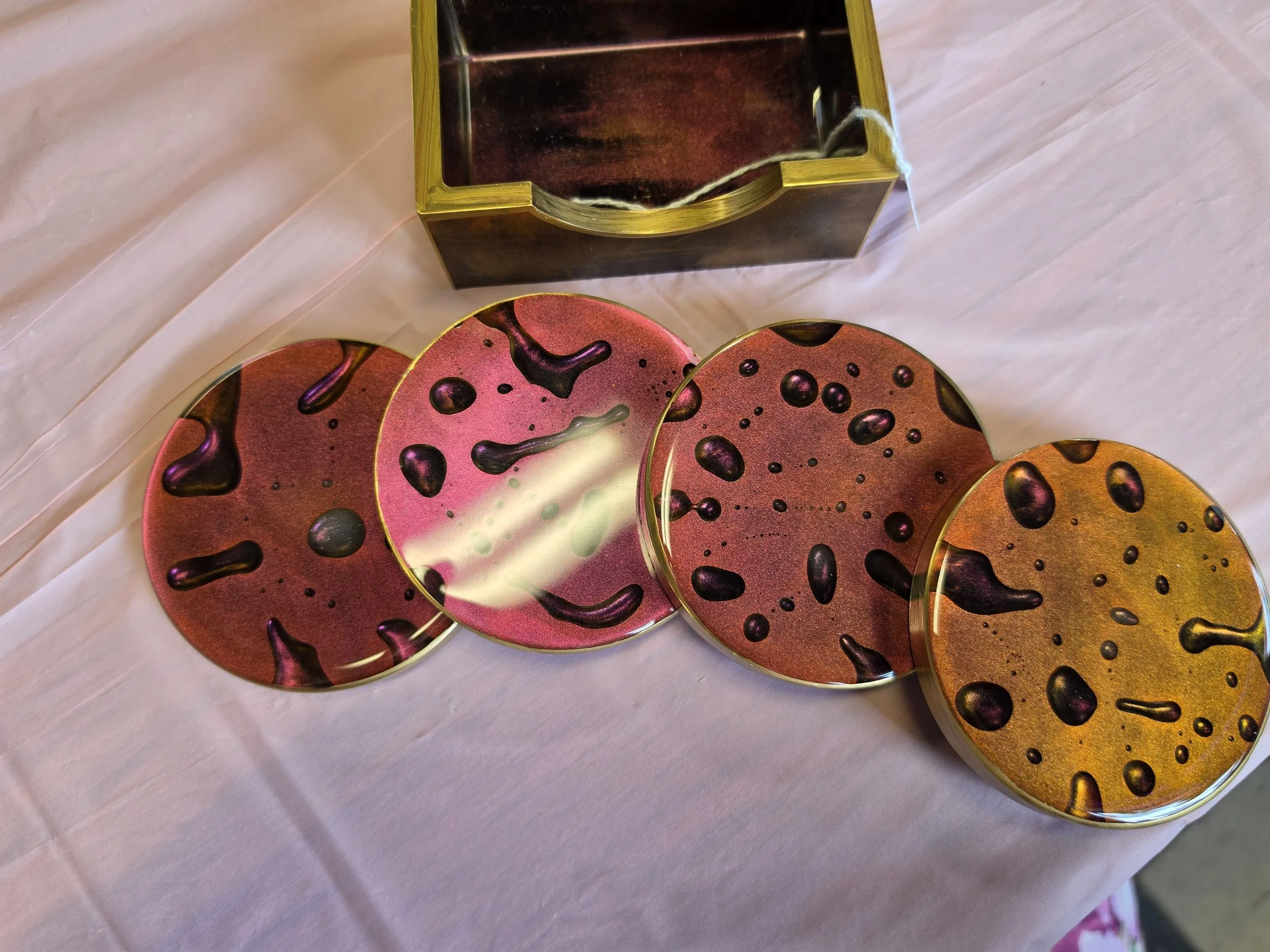 lava lamp duochrome coasters made from durable epoxy resin