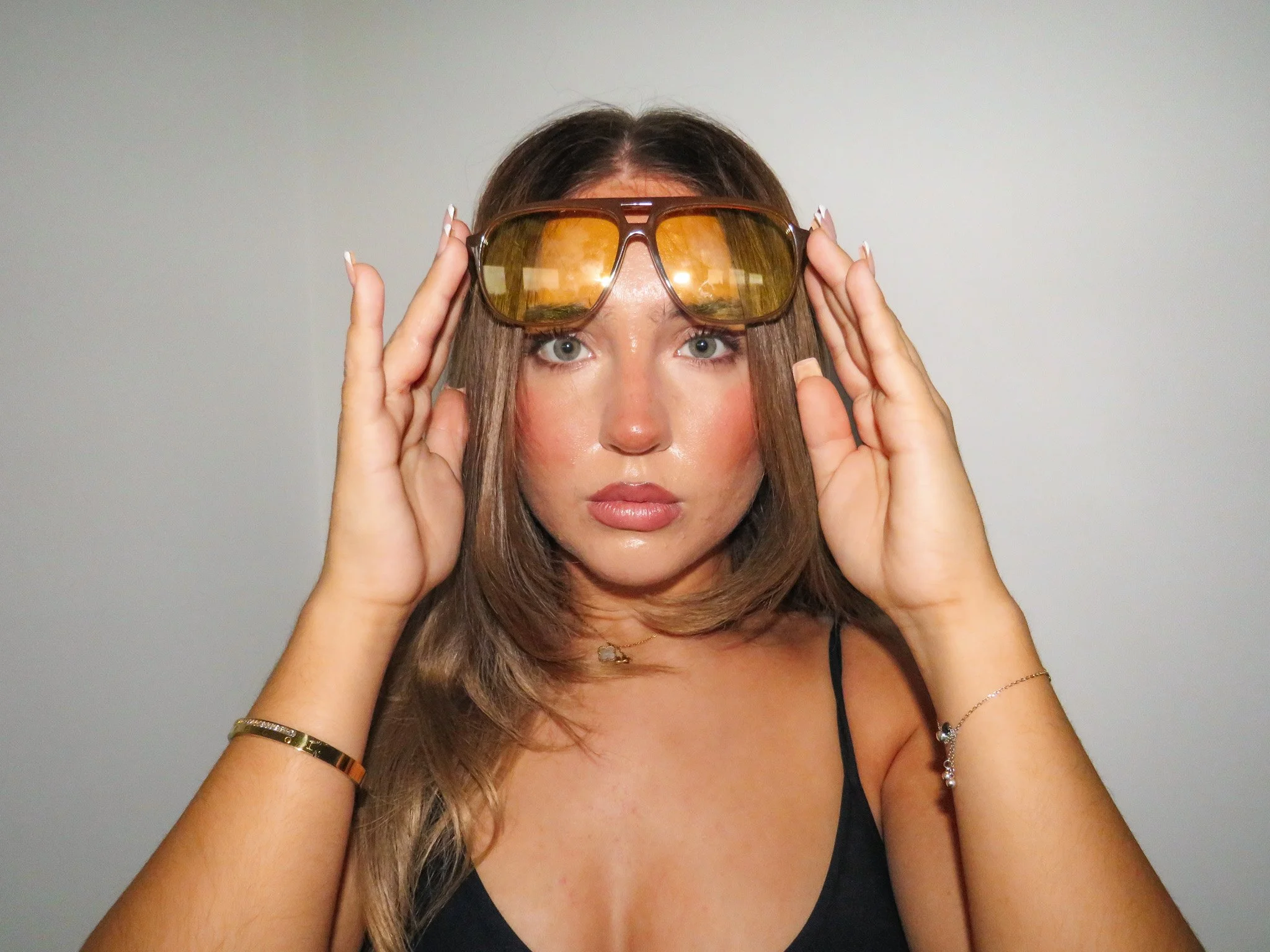 ORANGE LENSES RETRO AVITOR SUNGLASSES