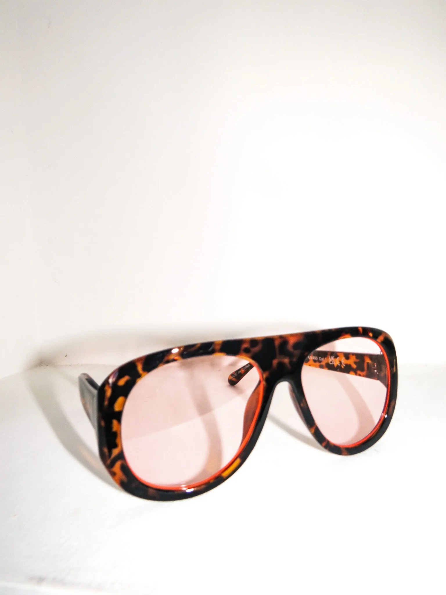 PINK LENS CHUNKY AVIATOR GLASSES