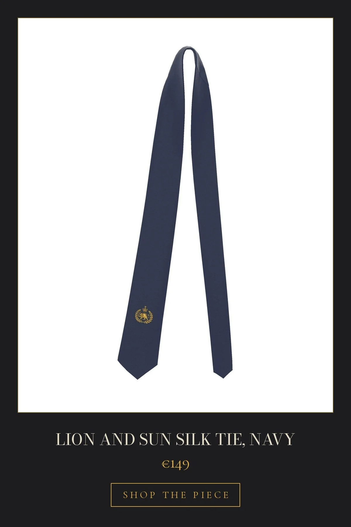 Lion and Sun Silk Tie, Navy | €149