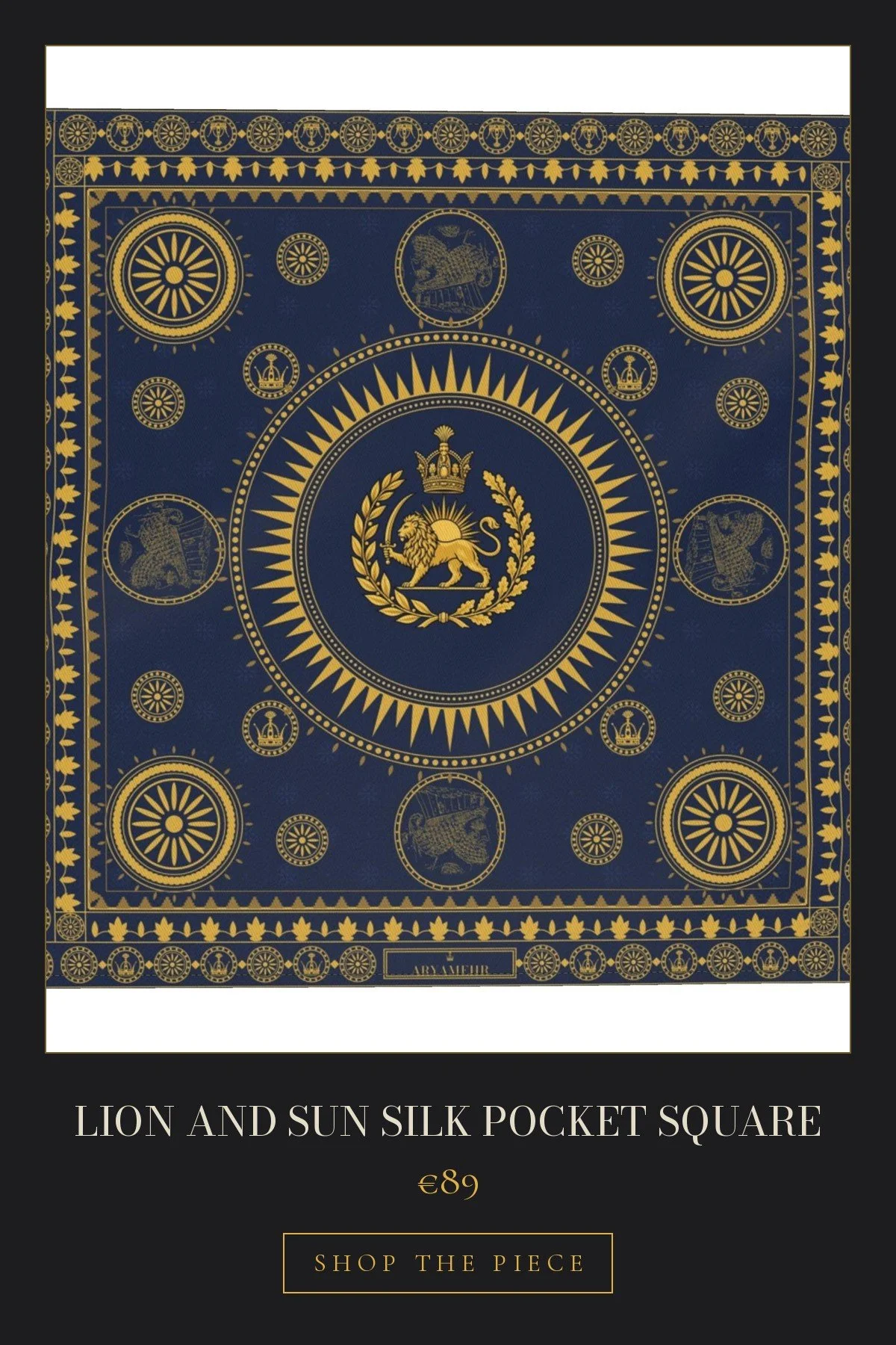 Lion and Sun Silk Pocket Square | €89