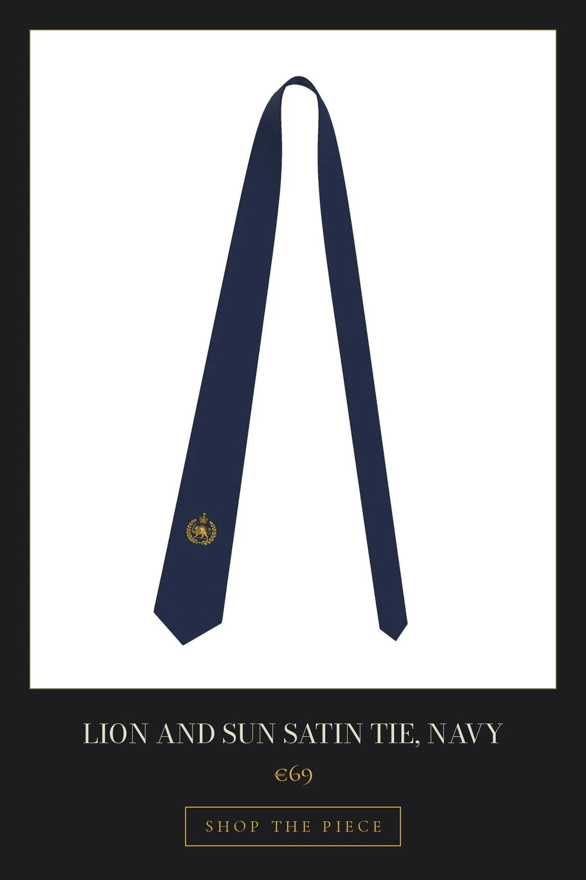 Lion and Sun Satin Tie, Navy | €69