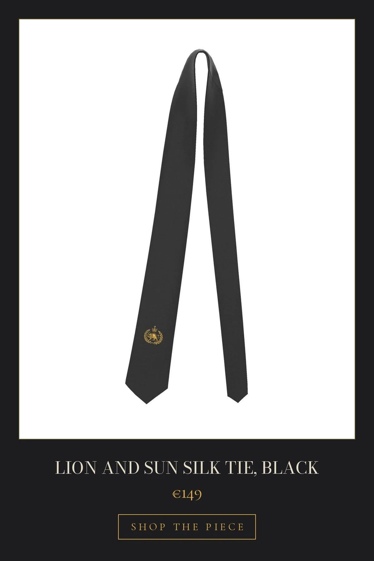 Lion and Sun Silk Tie, Black | €149