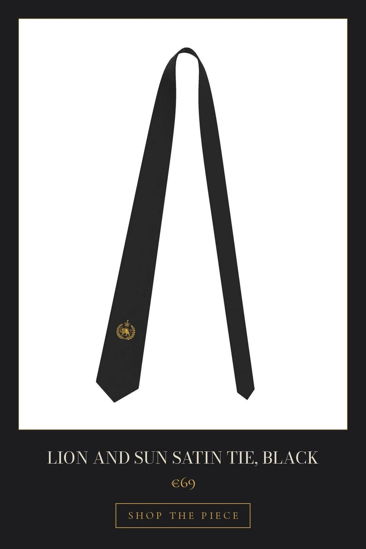 Lion and Sun Satin Tie, Black | €69