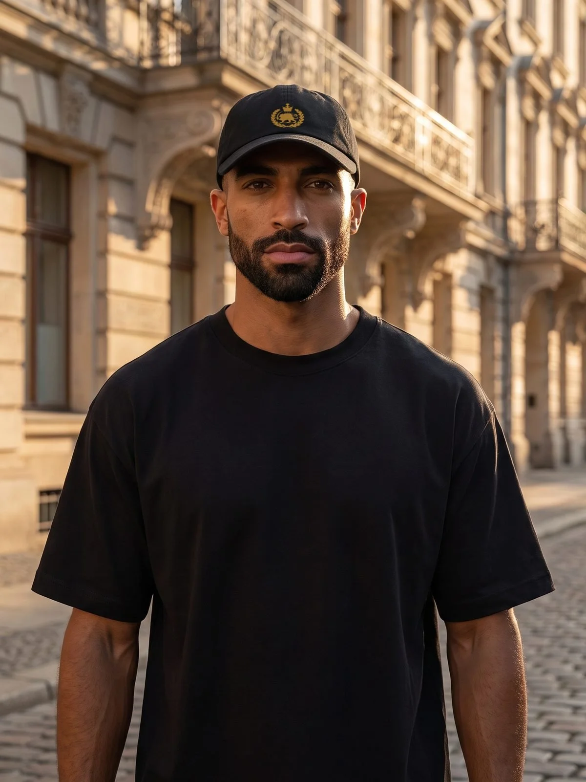 Lion and Sun Dad Cap · €35 – Crest embroidered in gold thread.