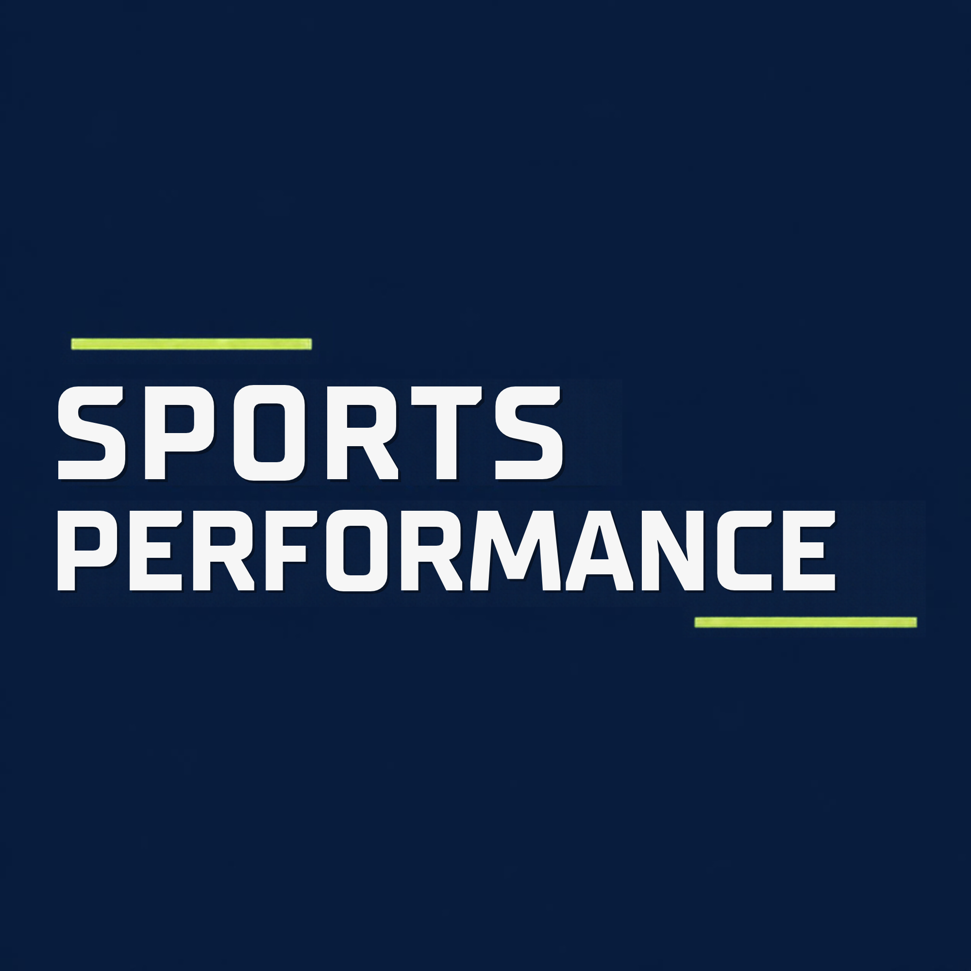 Logo for NFL Sports Performance, featuring a white sports-related graphic with yellow accents on a dark background.