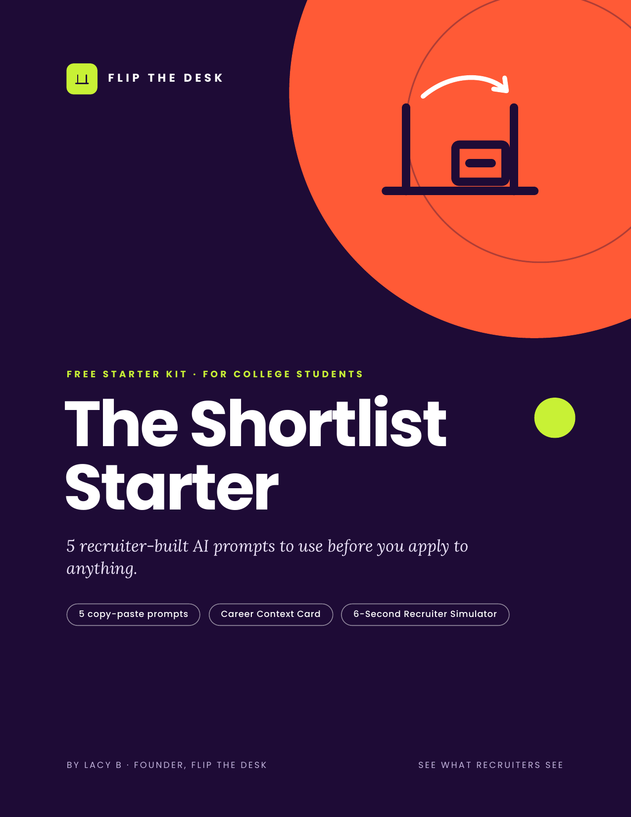 The Shortlist Starter | Free
For job seekers

5 AI prompts to use before you apply to anything. Build your career profile, test your resume the way a recruiter reads it, and strip out phrases that sound AI-written.