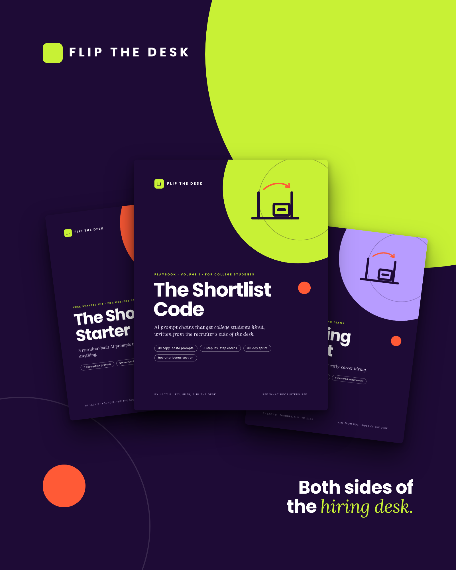 Multiple colorful book covers titled 'The Shortlist Code' with graphic illustrations, set against a dark background with circles and abstract shapes.
