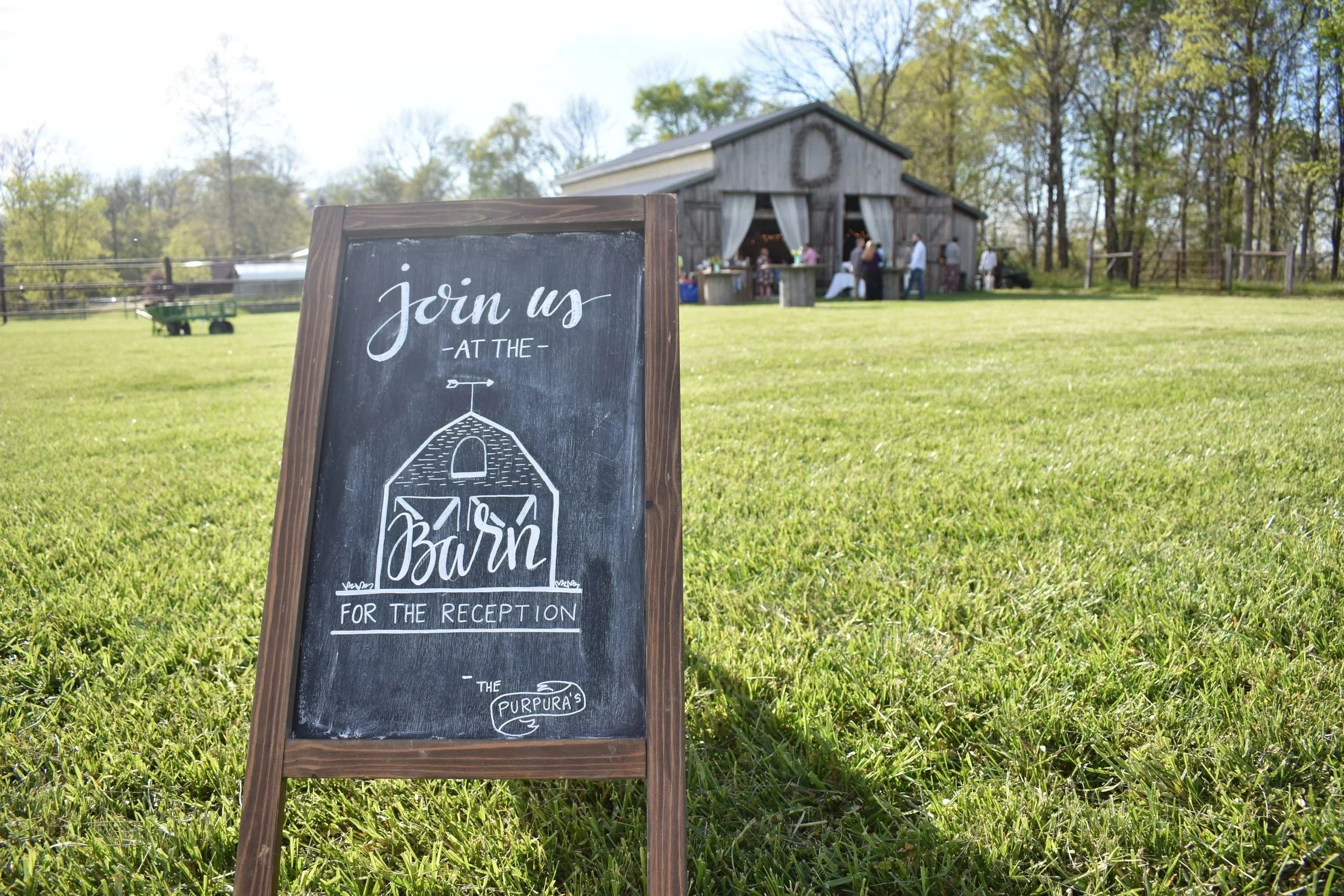 Join us at the barn chalkboard sign on the lawn at Hidden Brook Acres