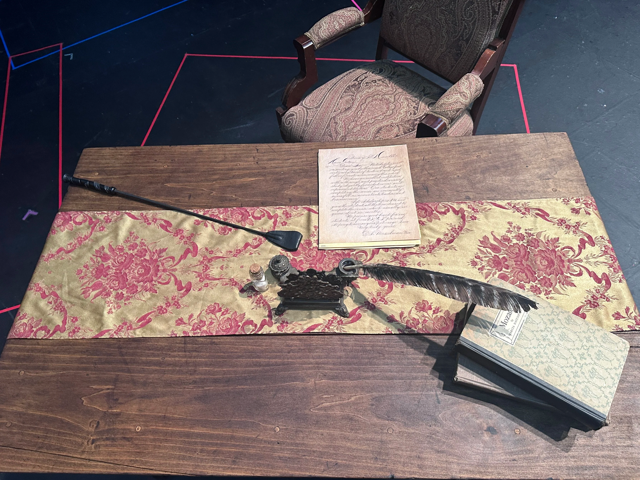 Process photo taken by me of how the Count's desk was meant to be set up