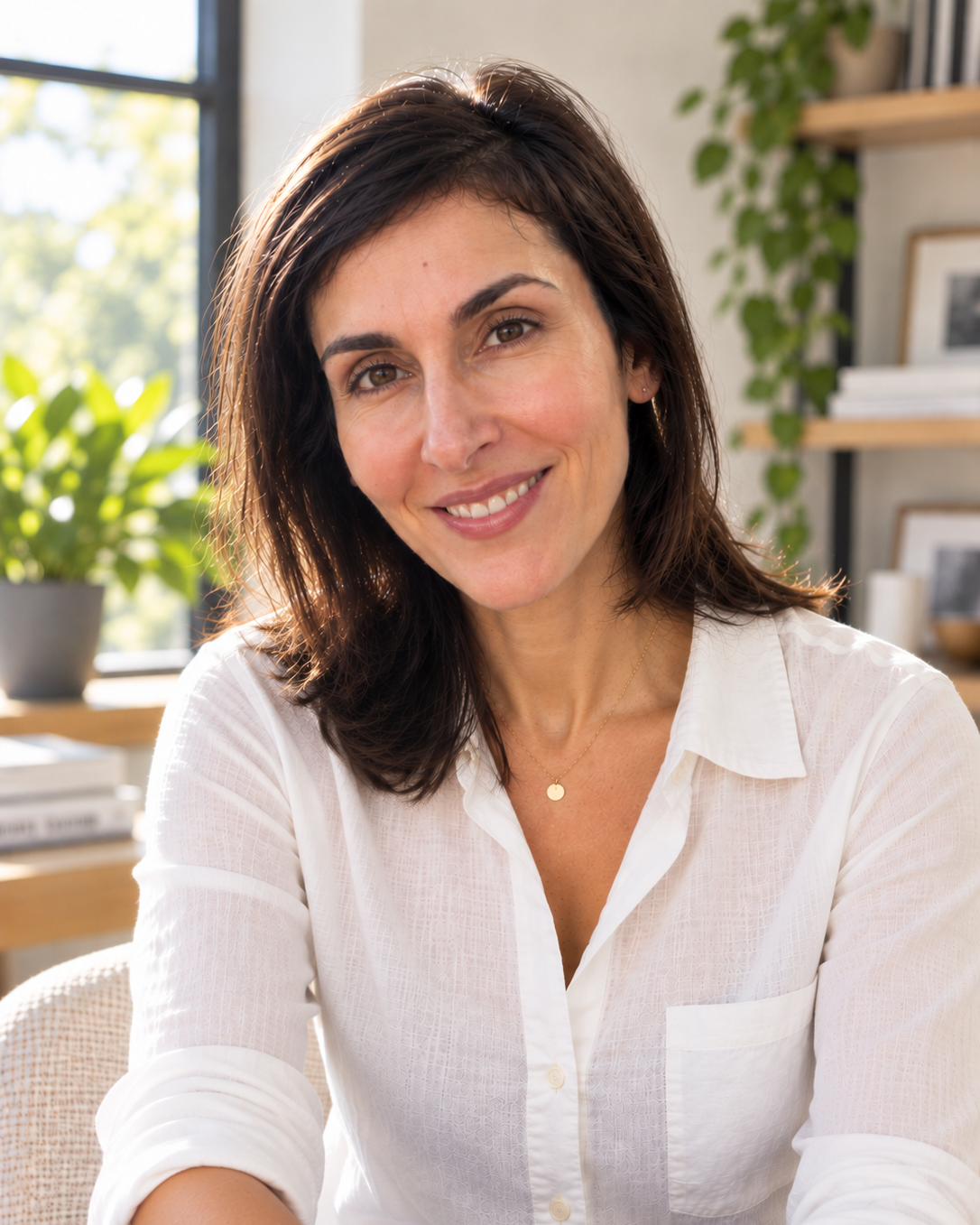 Mona, founder of Keel Form and NASM Certified Personal Trainer, smiling in a naturally lit setting.