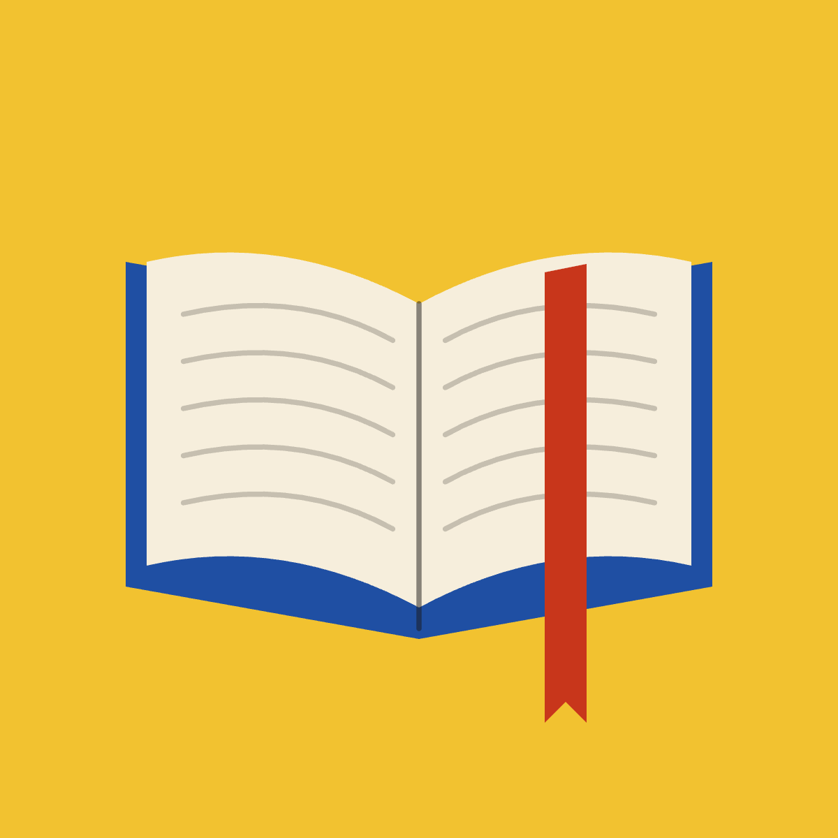 Illustrazione di un libro aperto con un segnalibro rosso, l'icona del club del libro siciliano "U Racuuntu"