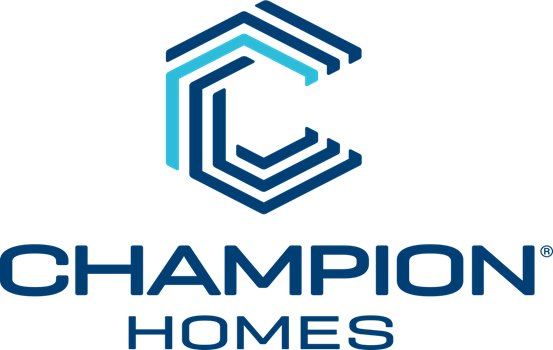Champion Homes logo with stylized blue and teal geometric emblem above the words “CHAMPION HOMES.”