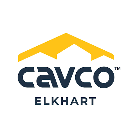 Cavco Elkhart logo with yellow roof graphic and dark blue text