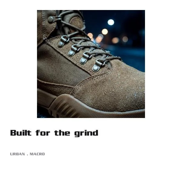 Page 23 of 25. Urban, macro: "Built for the grind." Change the headline typeface once and all 25 pages update.