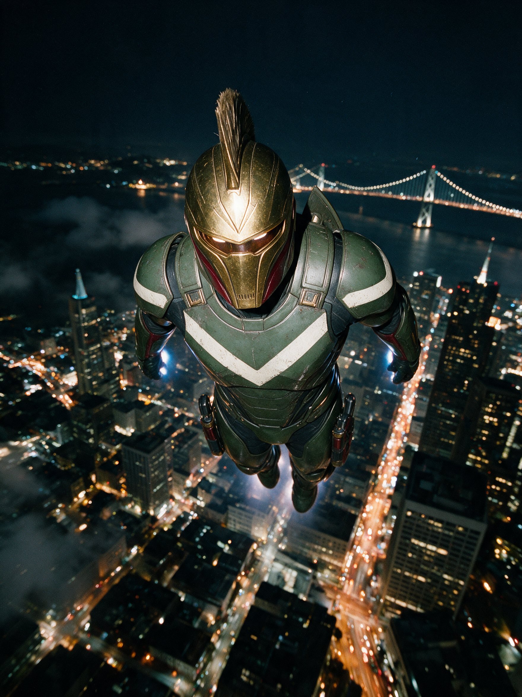 Downtown, straight down.