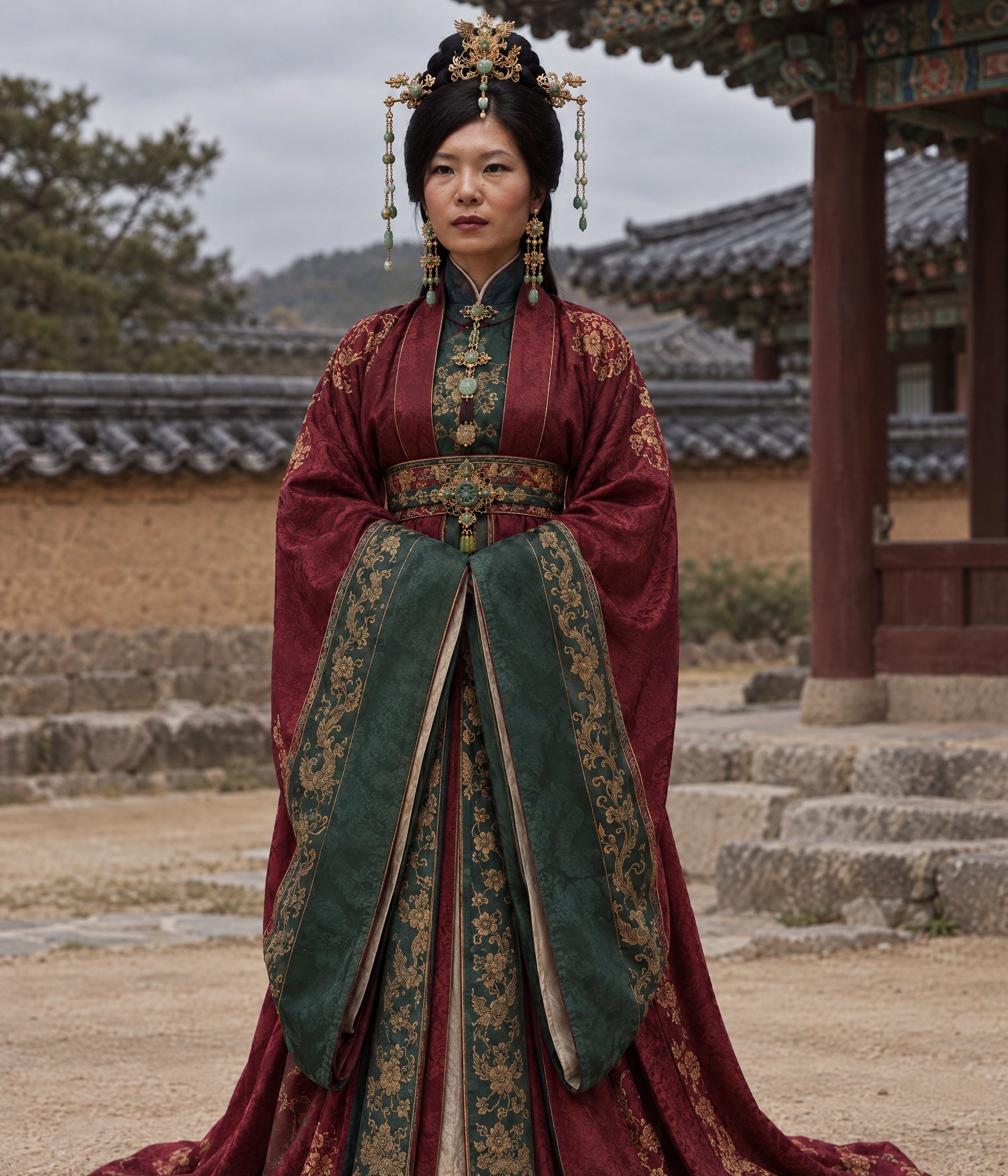 Panmunjom, Silla chapter: the queen. Personal film project in progress; every frame generated.