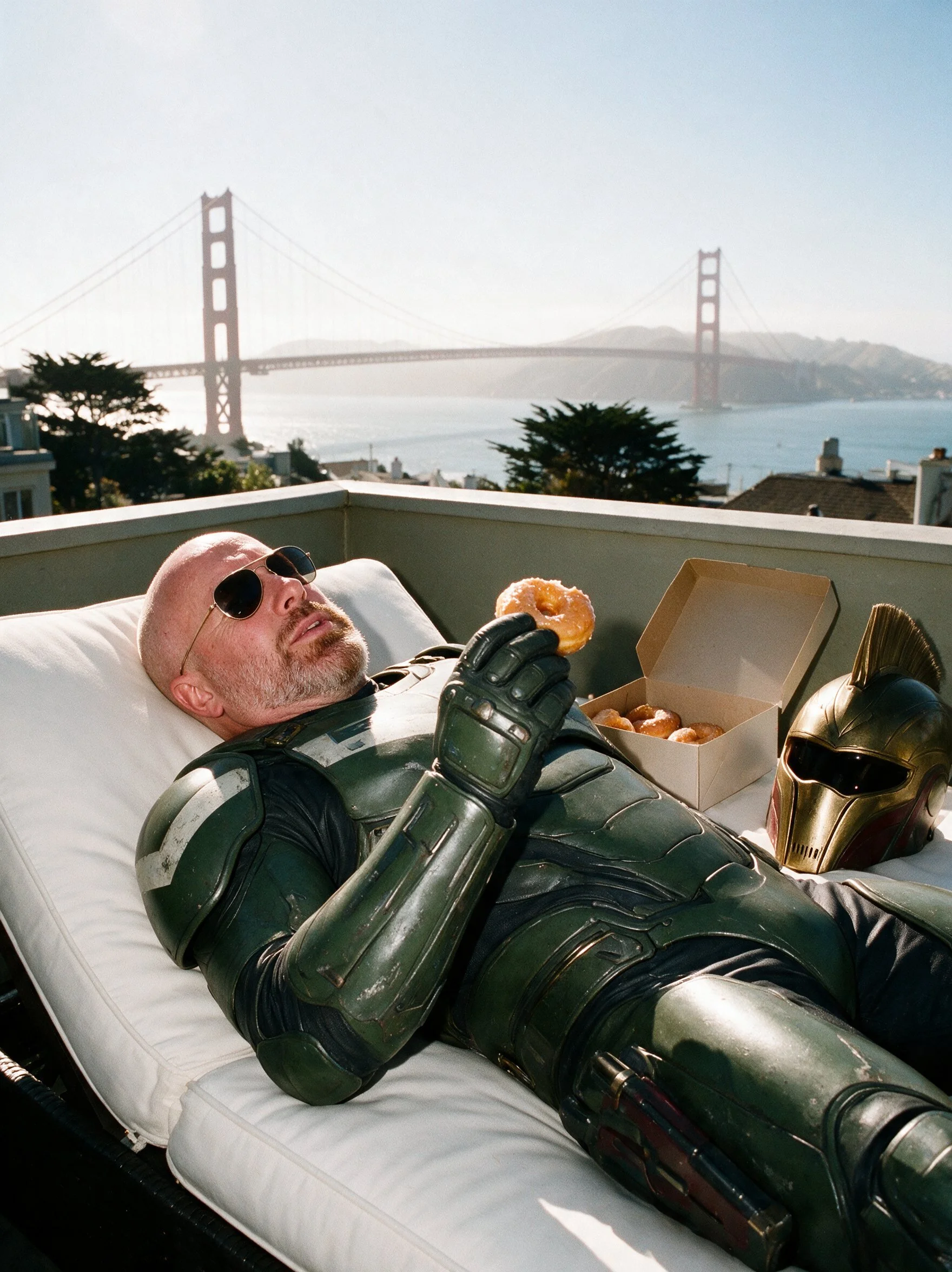 Off duty. Rooftop. Glazed.