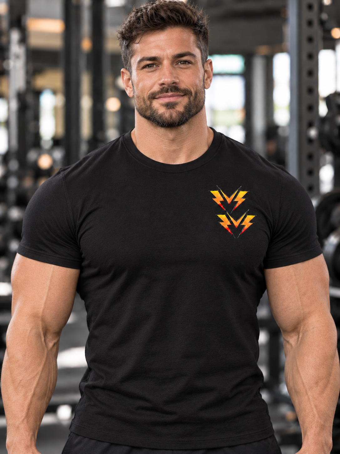 Bodybuilder wearing a black double-M tee.png