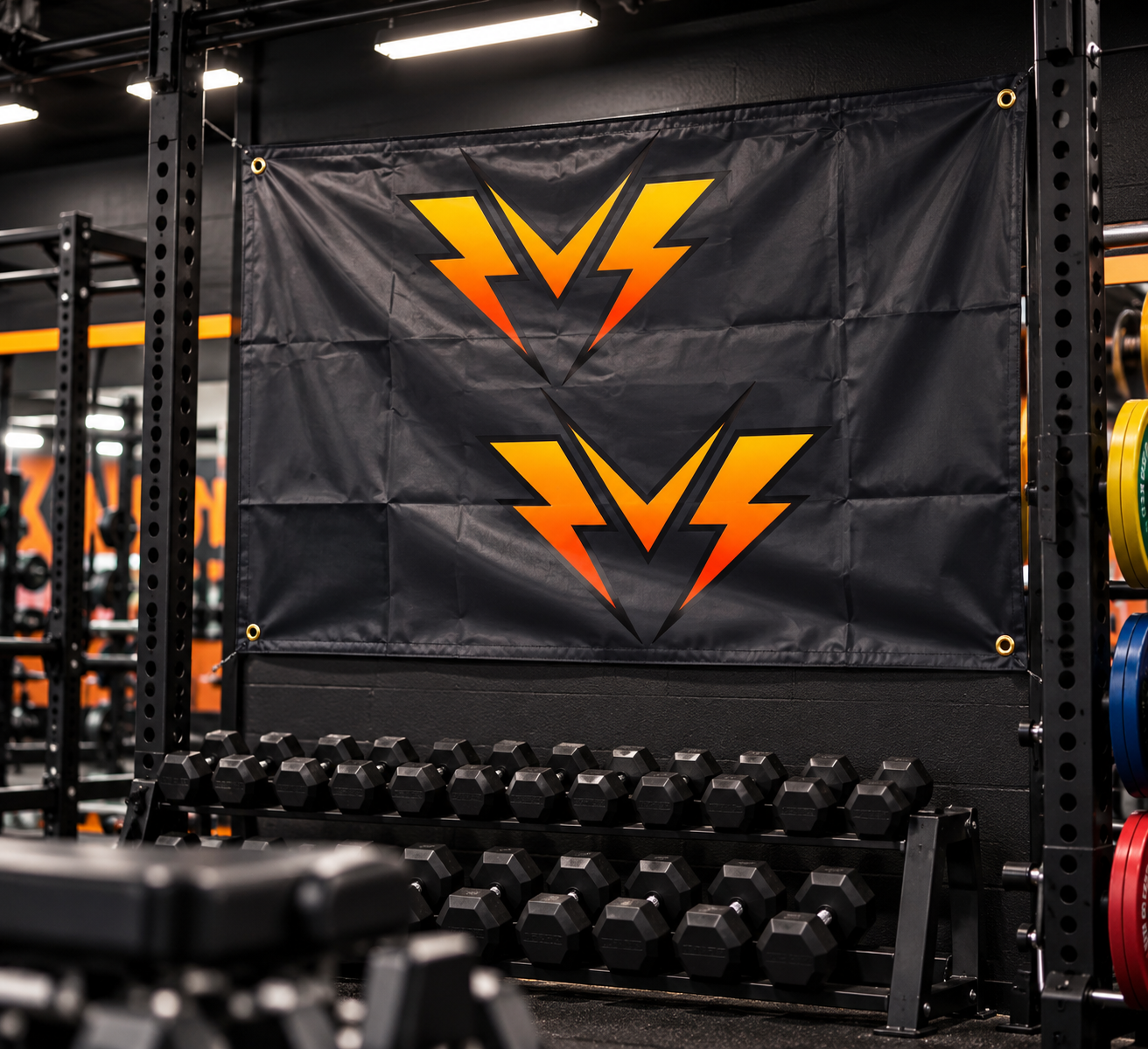 Laser Lightning Gym Banner Double M 2' X 3'