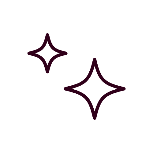 Two dark purple four-point sparkle icons on a black background