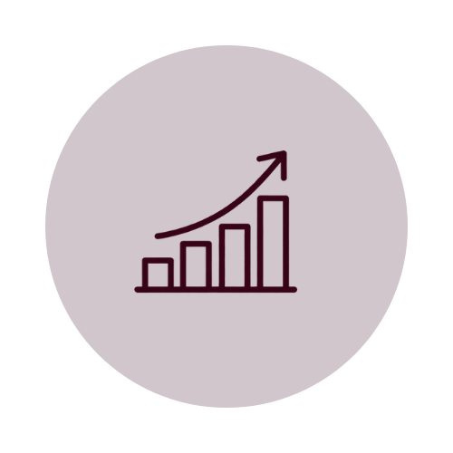 Rising bar chart with upward arrow indicating business growth