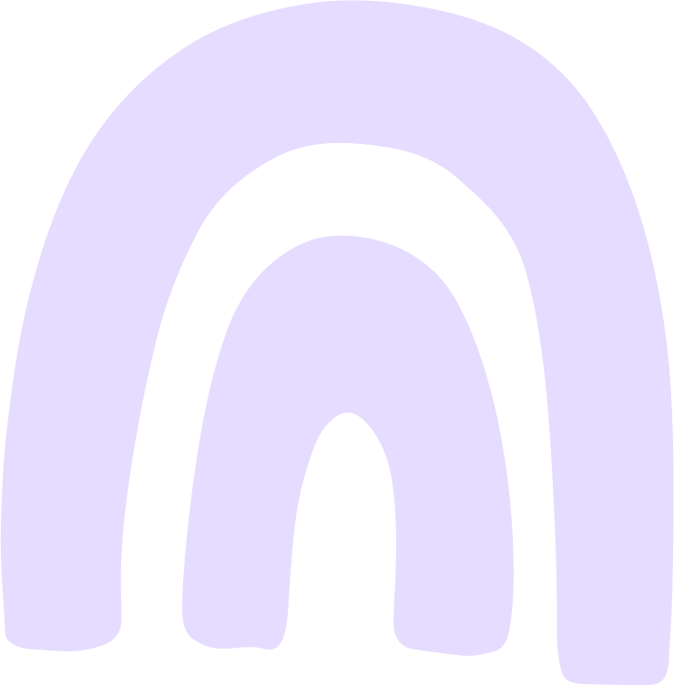 Large, stylized lavender rainbow