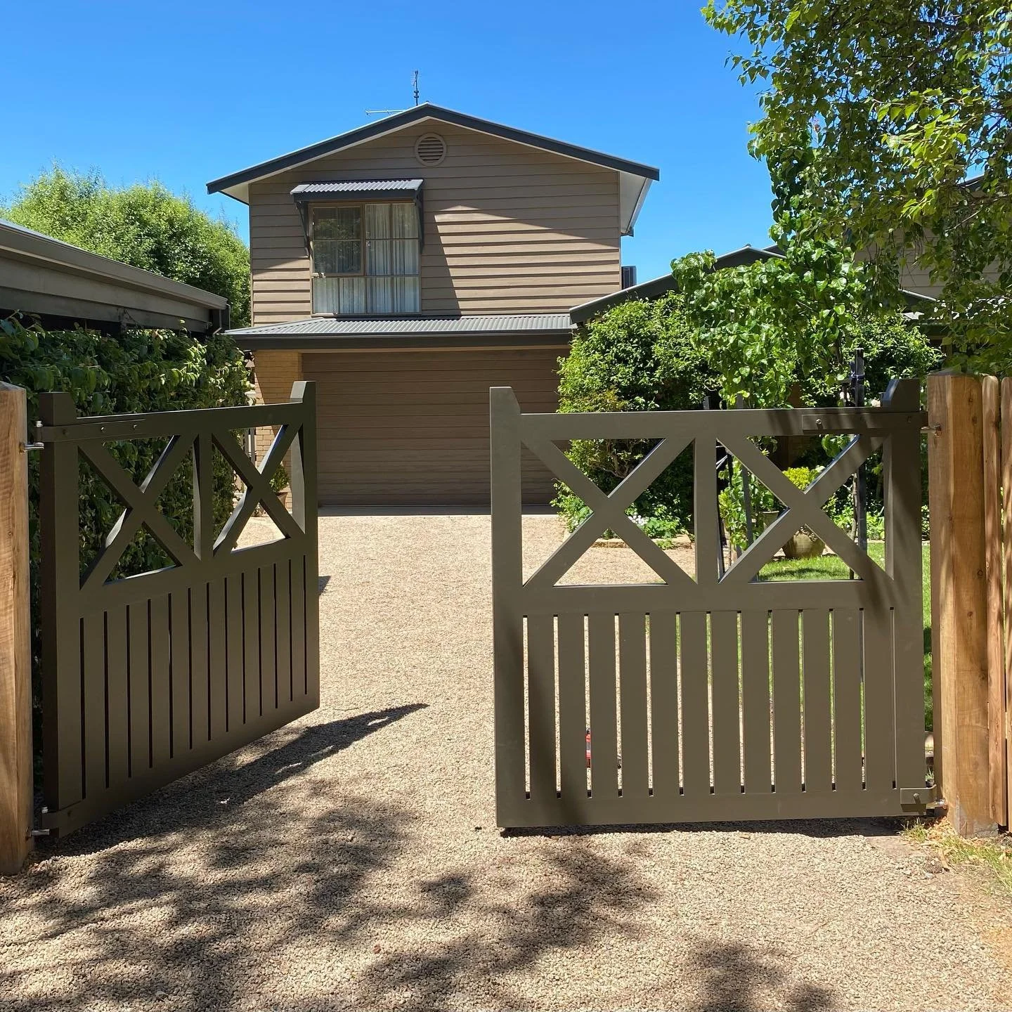 Green Front Gates Double Entrance
