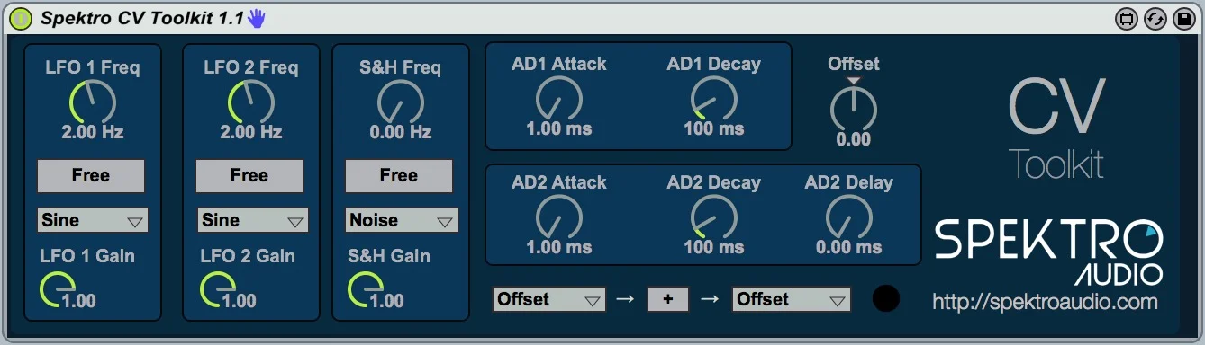 The first version of the CV Toolkit Max for Live device (prior to the Standalone Version).