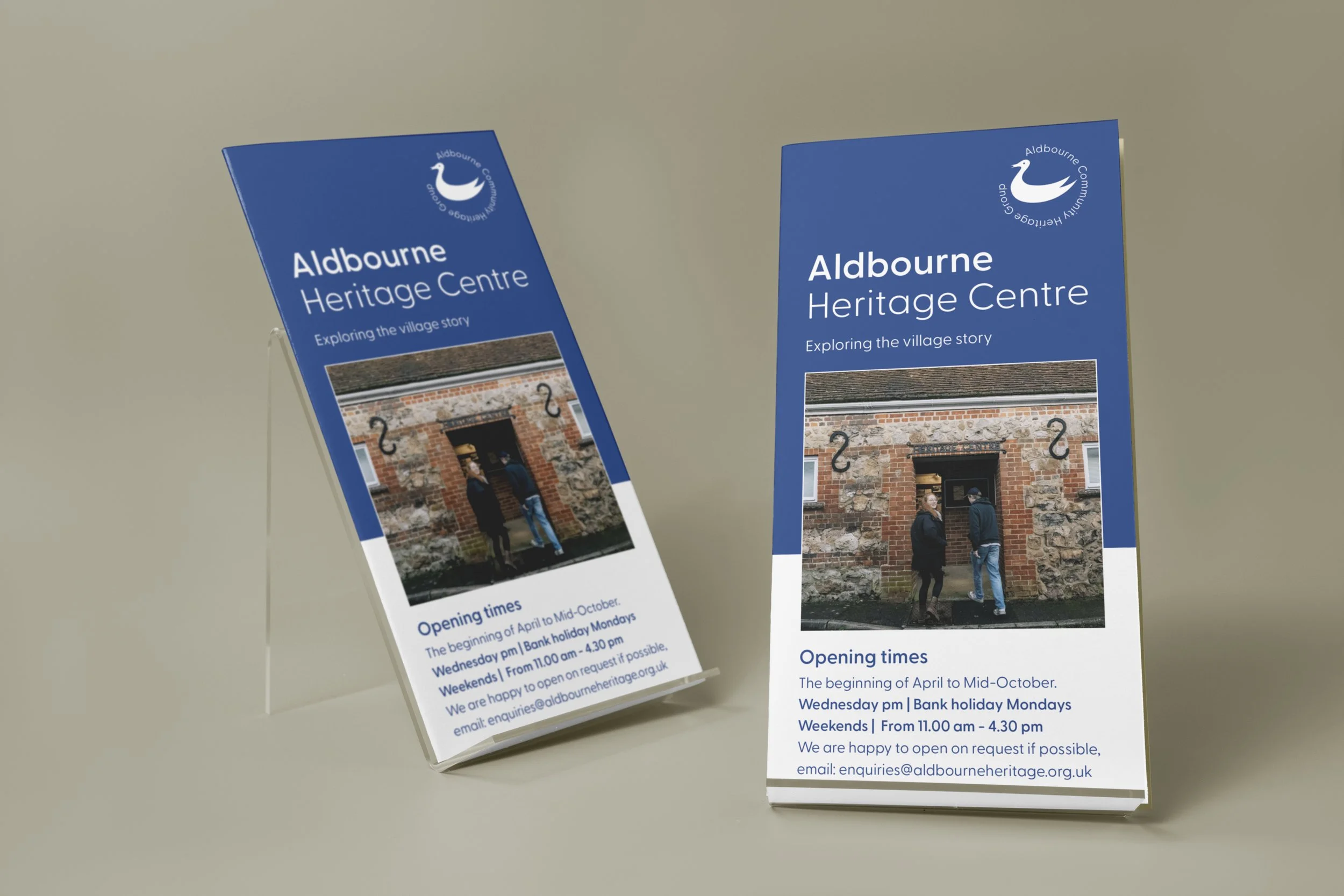 local graphic designer, AR Goddard design, Aldbourne heritage centre, leaflet