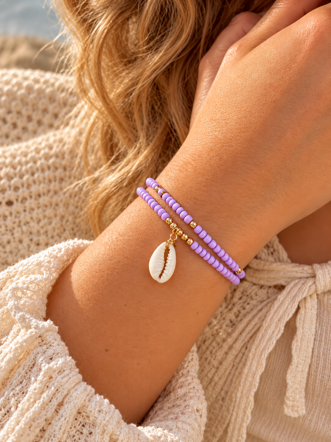 Haumea Purple Double Beaded Bracelet